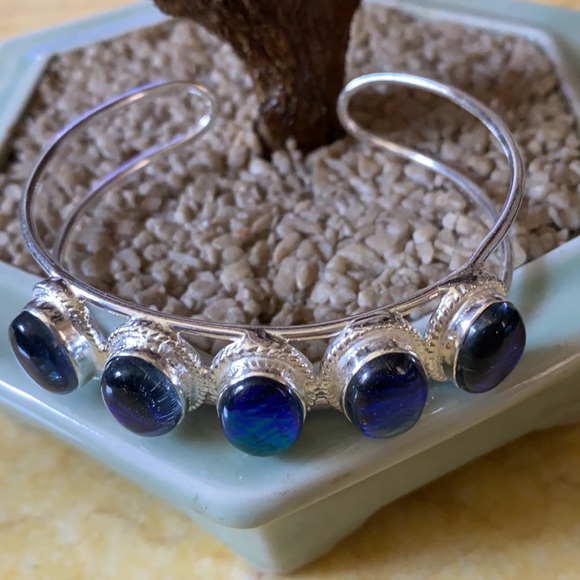 Vintage 925 Australian triplet opal cuff - Picture 4 of 4